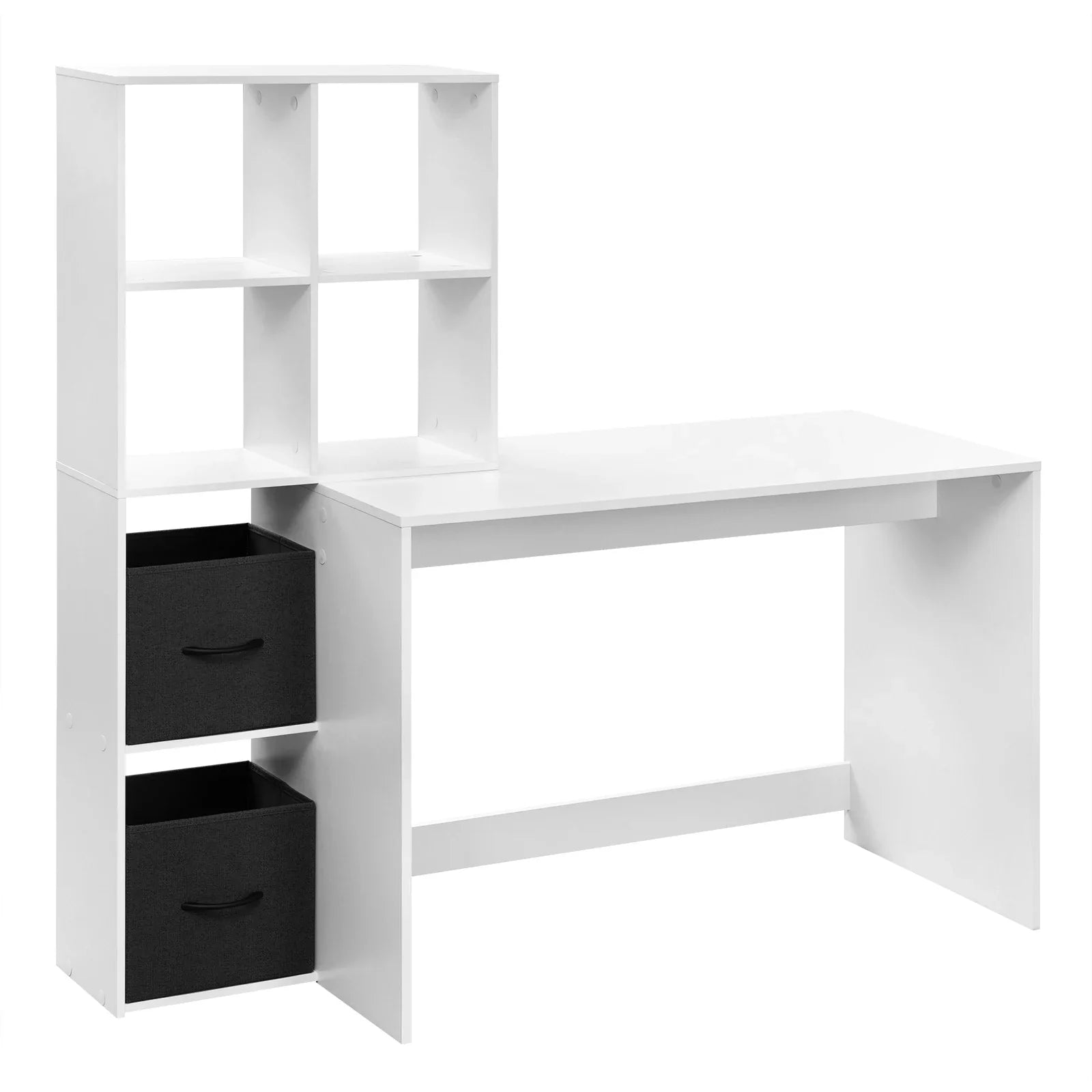 Schreibtisch 140,5 cm mit Regal in Weiß – Computertisch mit Stauraum für Büro und Homeoffice