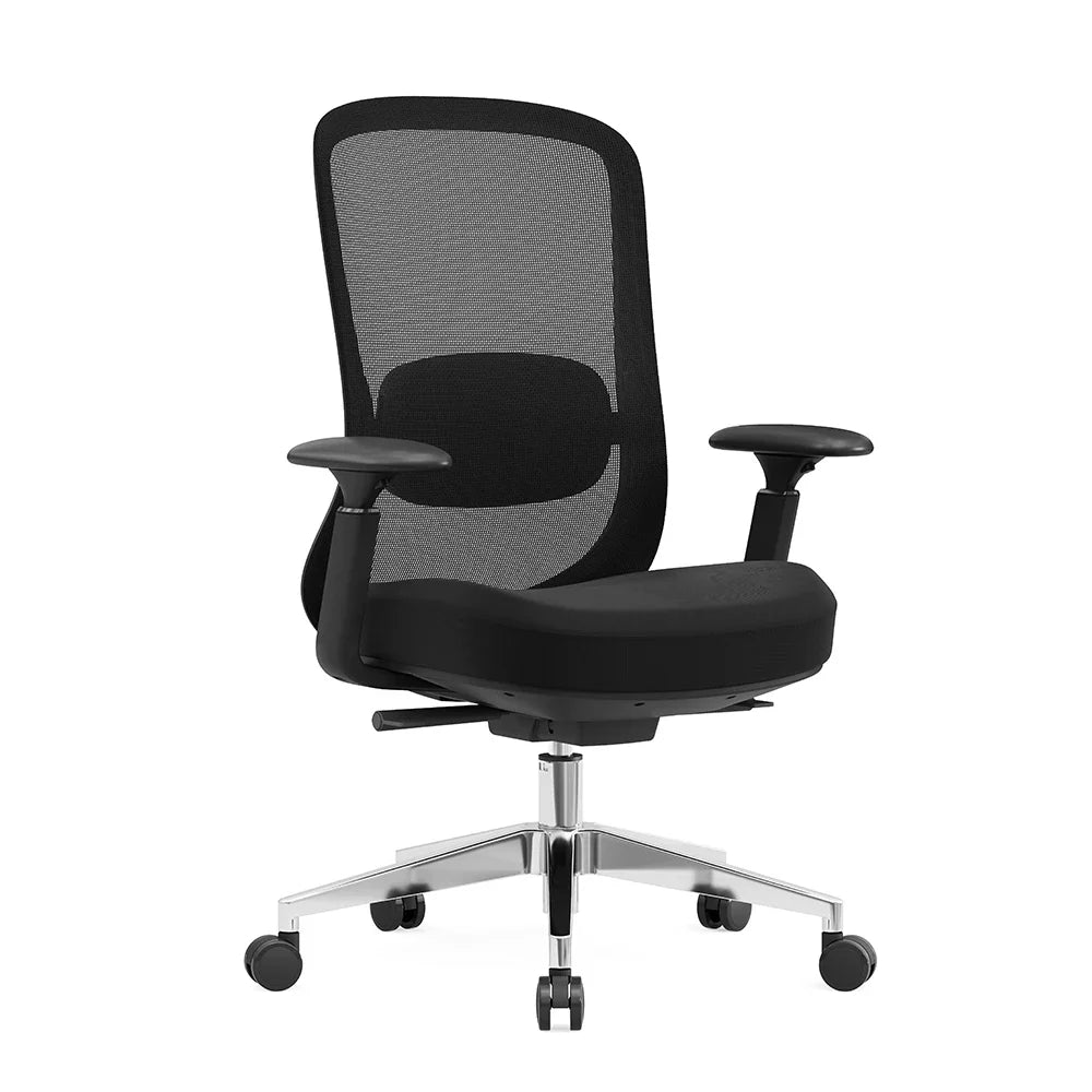 Ergonomischer Bürostuhl mit Netzbezug – Drehstuhl mit verstellbaren Armlehnen und Wippfunktion