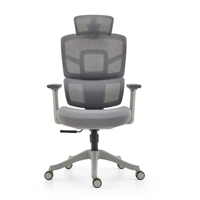 Ergonomischer Bürostuhl mit Netzbezug – Drehstuhl mit verstellbarer Kopfstütze und 3D-Armlehnen