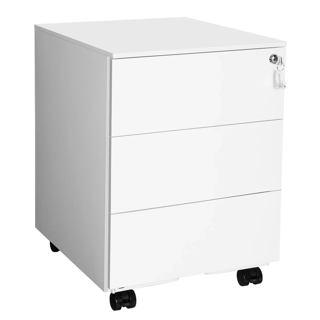 Rollcontainer aus Metall mit 3 Schubladen – Abschließbarer Büroschrank aus Stahl