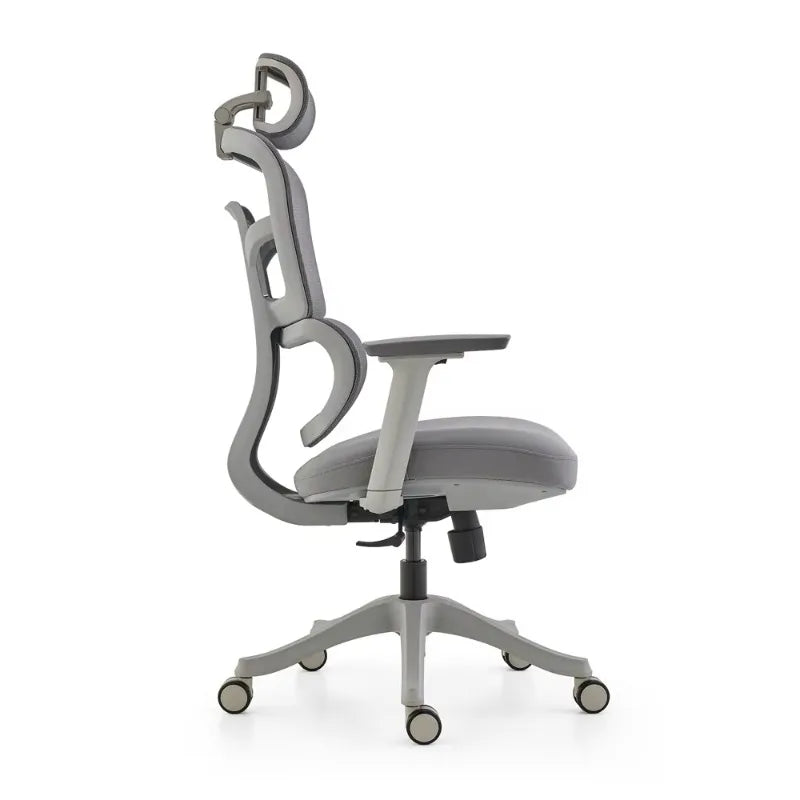 Ergonomischer Bürostuhl mit Netzbezug – Drehstuhl mit verstellbarer Kopfstütze und 3D-Armlehnen