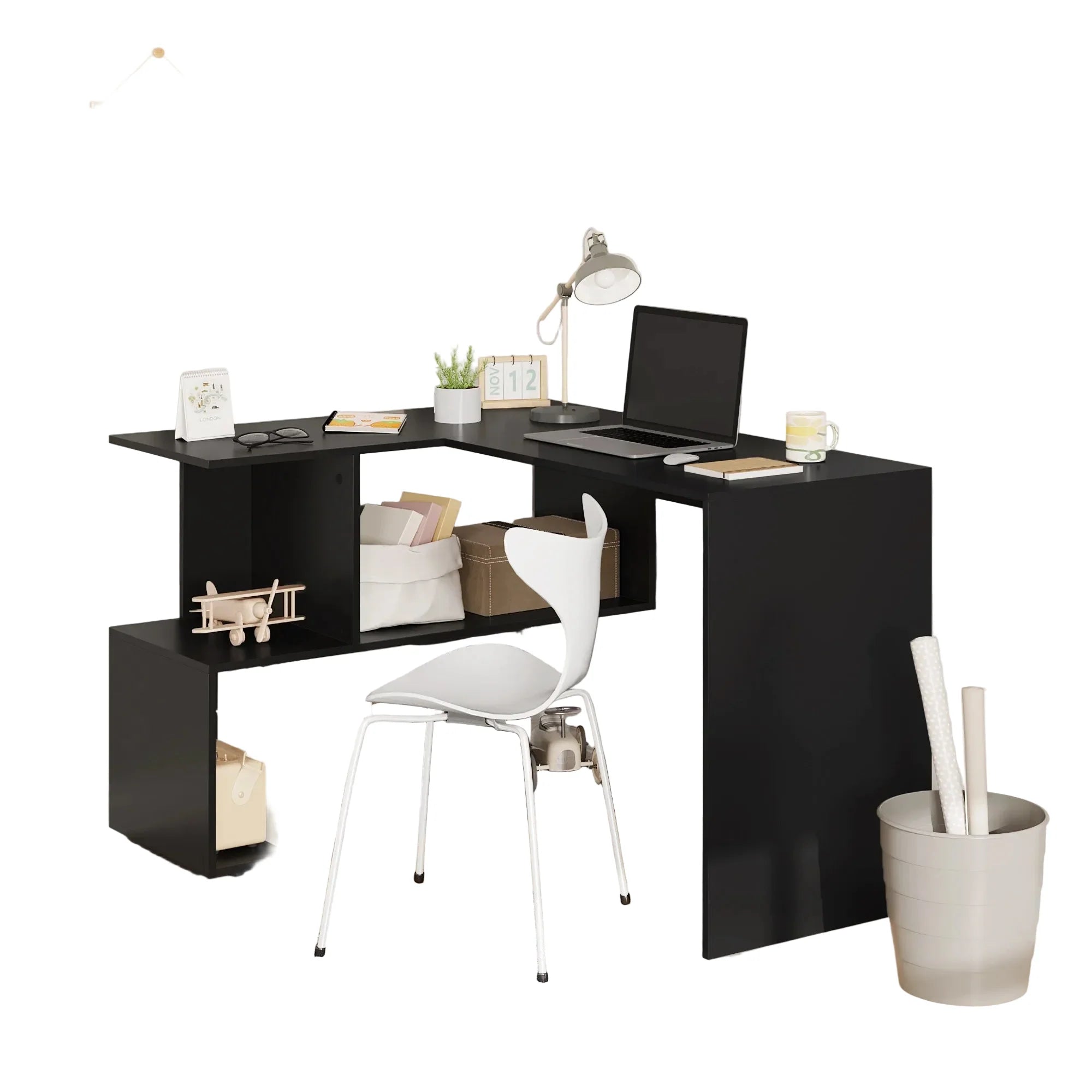 Schreibtisch aus Holz mit Ablagefächern – Computertisch für Büro, Homeoffice und Studium