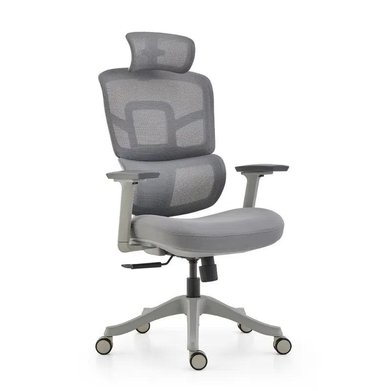 Ergonomischer Bürostuhl mit Netzbezug – Drehstuhl mit verstellbarer Kopfstütze und 3D-Armlehnen