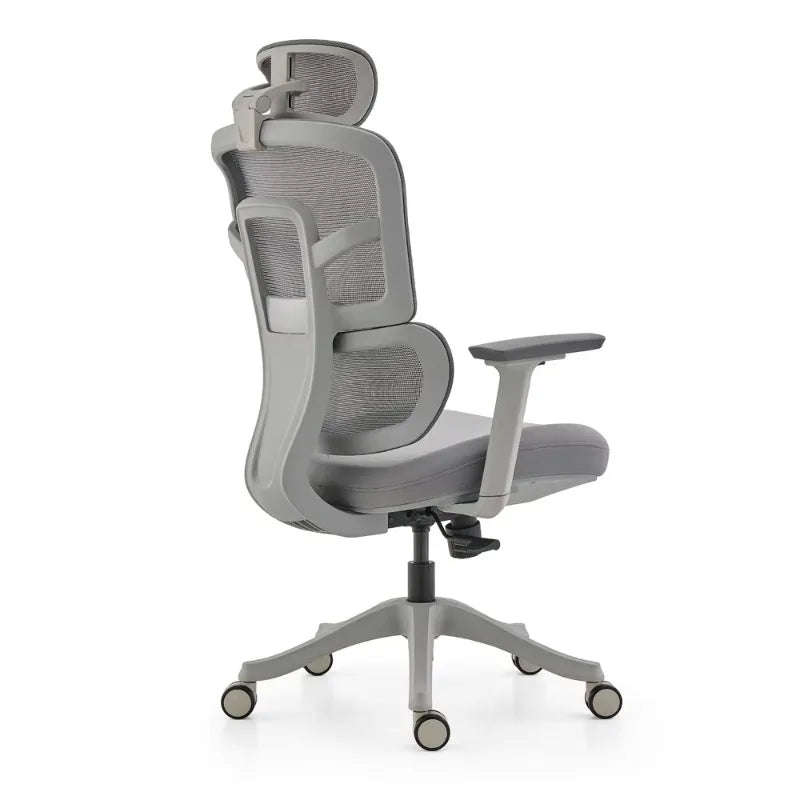 Ergonomischer Bürostuhl mit Netzbezug – Drehstuhl mit verstellbarer Kopfstütze und 3D-Armlehnen